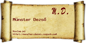 Münster Dezső névjegykártya